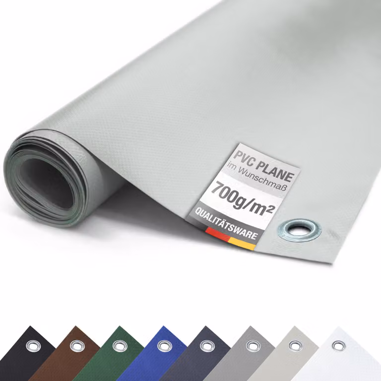 Telone PVC camion 700g/m² CON OCCHIALI Telone protettivo opaco antistrappo stabile (grigio, 3m x 6m)