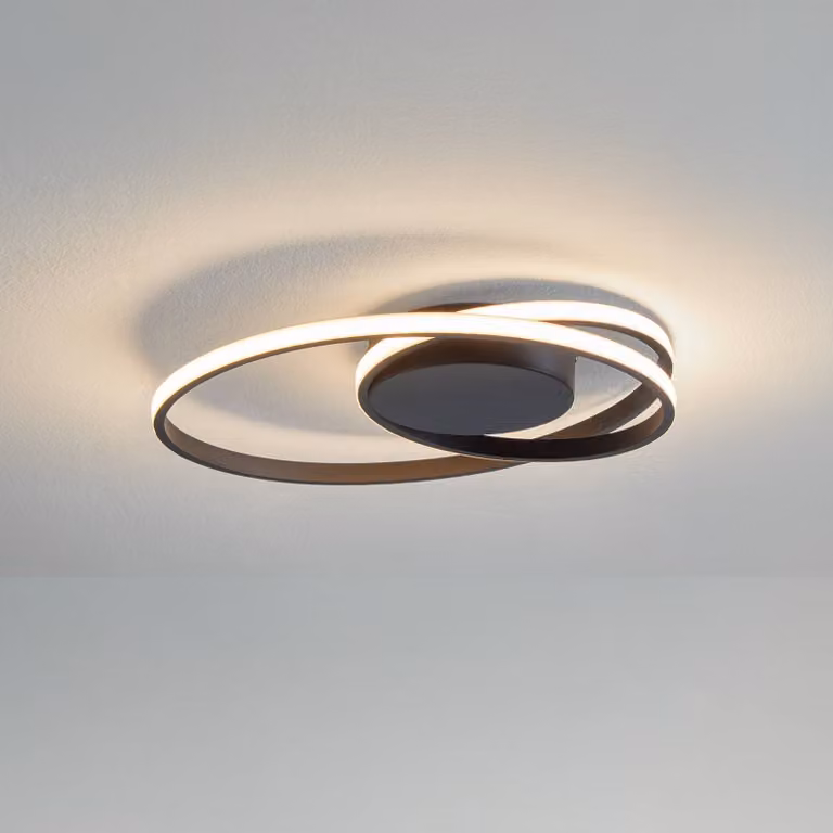 Plafoniera a LED Youna Lindby, dimmerabile, Nero, Soggiorno / Sala da pranzo, Metallo, Moderno, Plafoniera LED