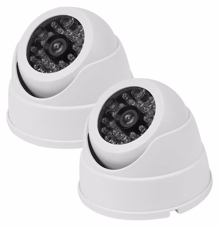 2 telecamere di sicurezza simulate con luce LED lampeggiante