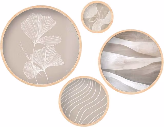 Set 4 quadri tondi pittura decorativa