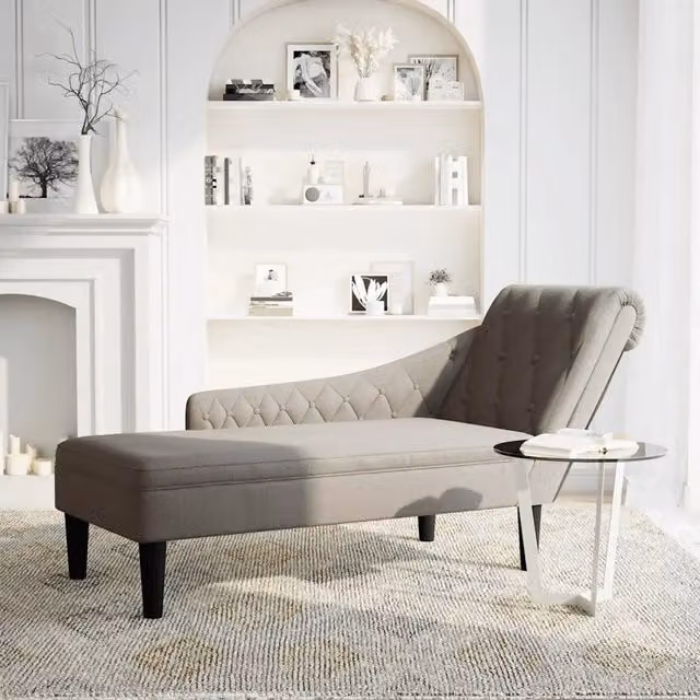 Sdraio vidaXL con cuscini e bracciolo destro in tessuto beige e grigio L/P/H: 145 x 70 x 56 cm
