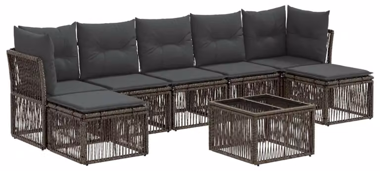 Set Divano da Giardino 8 pcs Grigio polyrattan