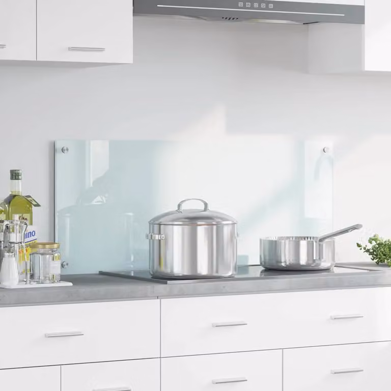 Schienale da cucina vidaXL in vetro temperato bianco, L: 100 cm, H: 40 cm