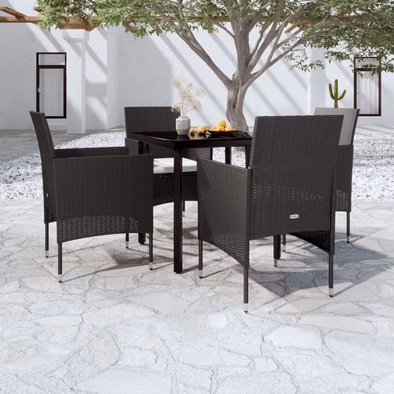 Maison Exclusive - Set da pranzo da giardino a 5 pezzi con cuscini, nero
