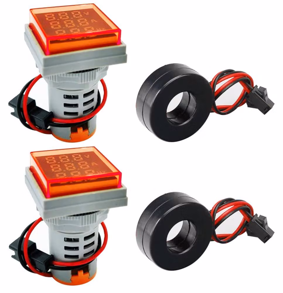 Strumento di misurazione multifunzione, 2 pezzi, colore rosso, per tensioni AC da 20 a 500V, correnti da 0 a 100A, frequenze da 20 a 70Hz