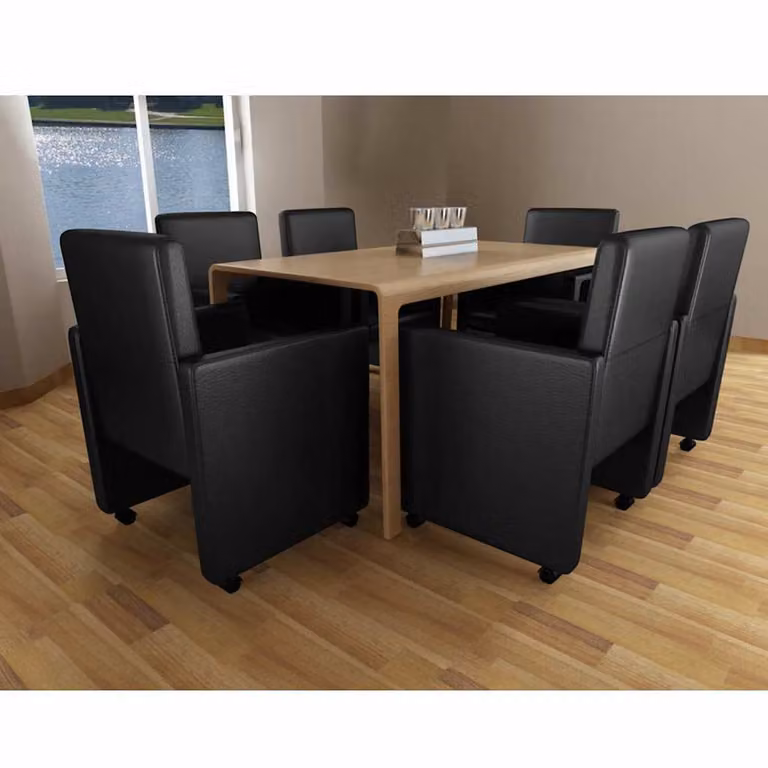 vidaXL Sedie da Pranzo 6 pz Nere in Similpelle