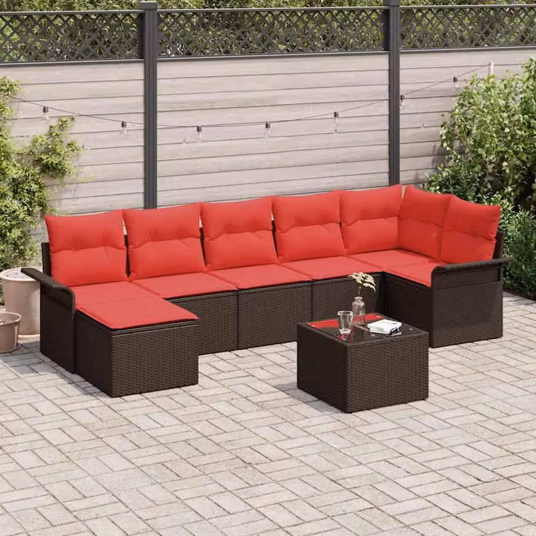 Maison Exclusive - Set da giardino composto da 8 pezzi, divano in rattan sintetico marrone