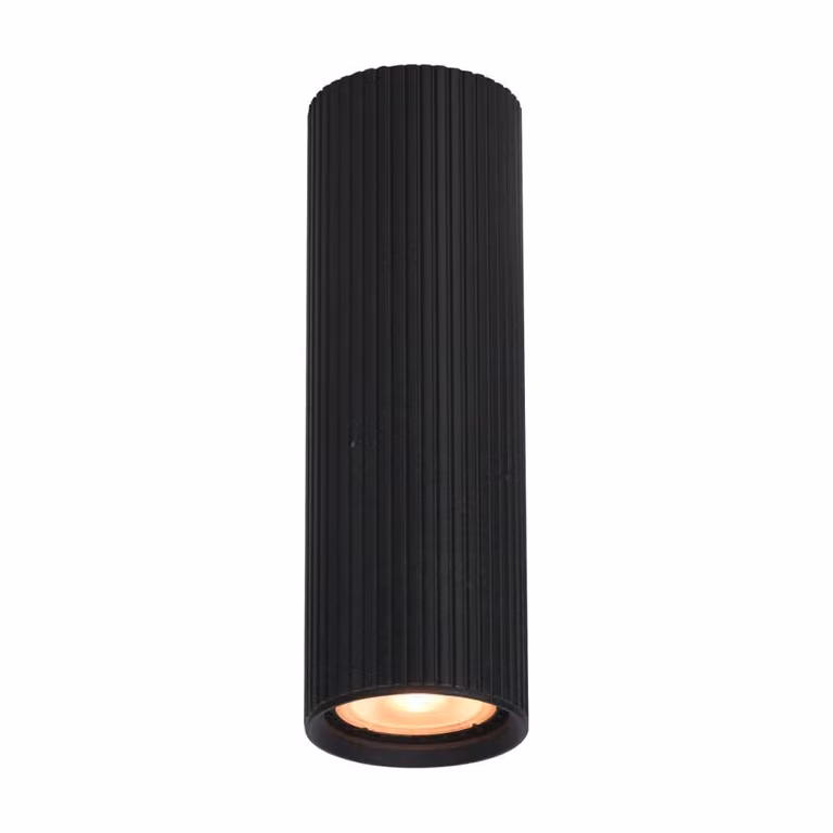 Spot a soffitto moderno tubo nero a righe rotondo 17 cm per soggiorno cucina 1xGU10 10W RILOK Italux