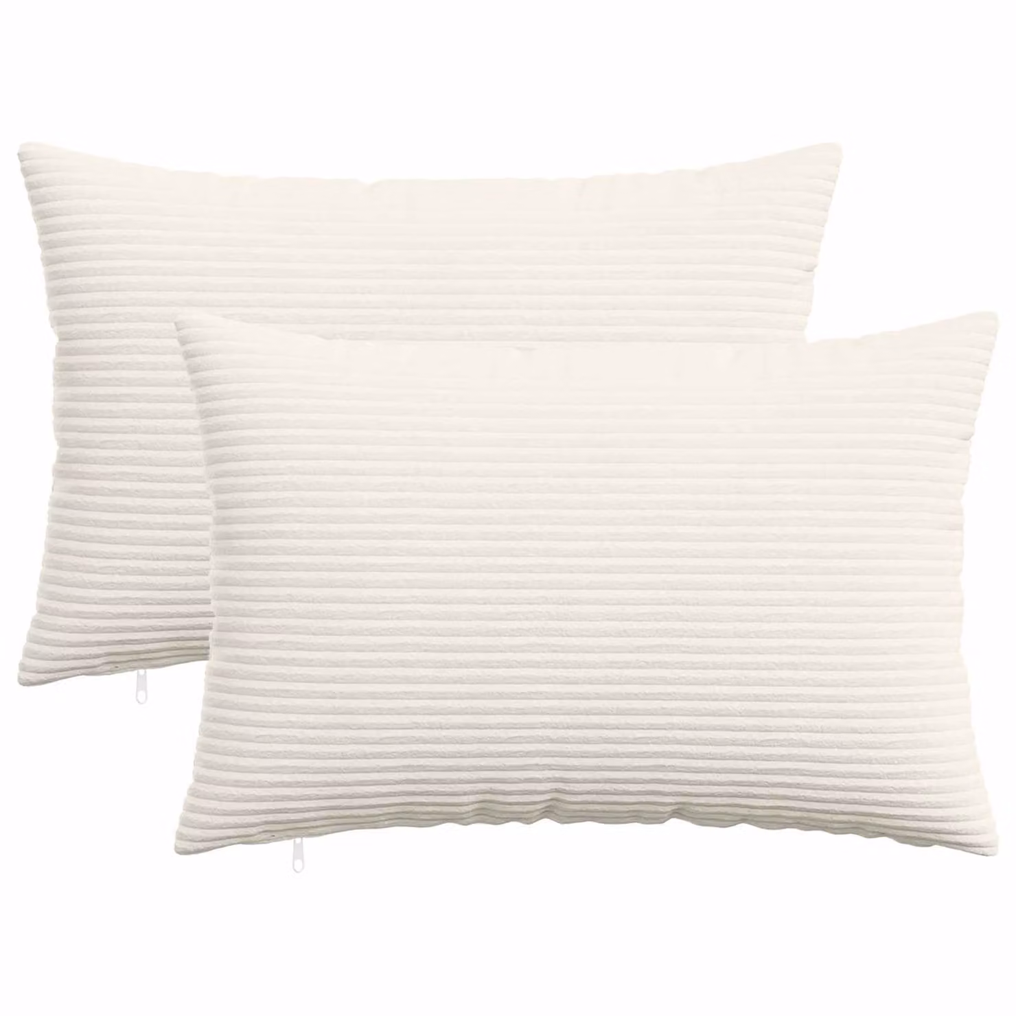Set di 2 federe vidaXL HEERLEN in velluto a coste color crema, L 60 cm x P 40 cm