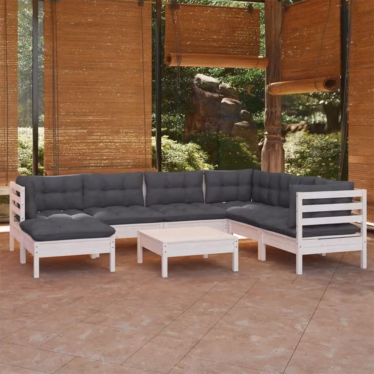 Maison Exclusive - Set Divani da Giardino 8 pz con Cuscini BiancLegno di Pino