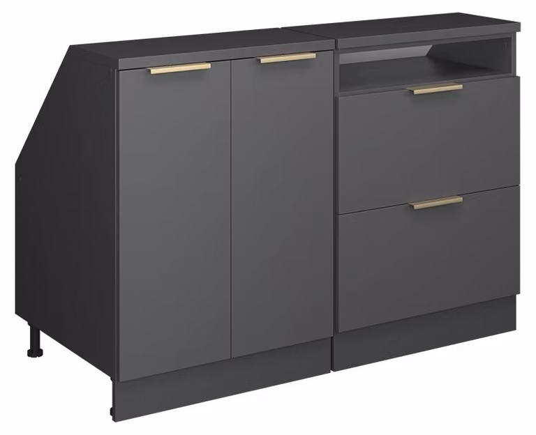 Mobile cucina sottotetto Vicco R-Line Antracite-oro 120 cm Set di 2 carcasse armadio profondità 60 cm, Model 60641
