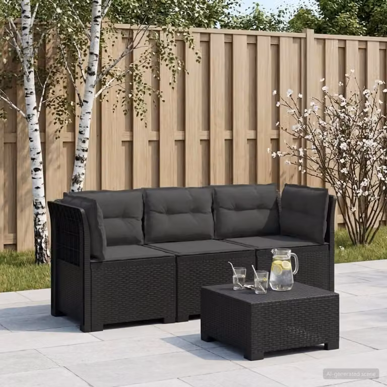 Divano da giardino a 3 posti vidaXL con cuscini imbottiti e coperture rimovibili, colore antracite