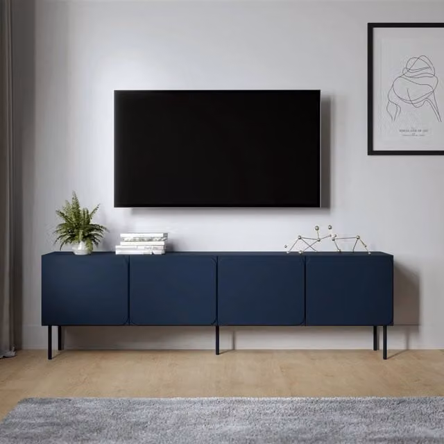 Mornago, Mobile Porta tv un Ripiano, 200x42x60h cm blu