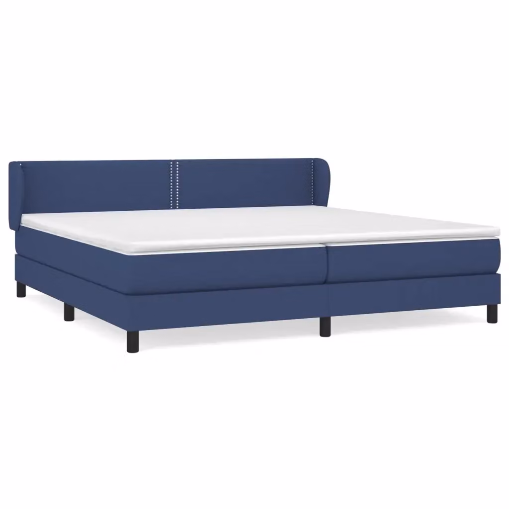 Letto Ibrido vidaXL con Giroletto a Molle e Materasso in Tessuto Blu e Bianco L/P: 200 x 200 cm – 2