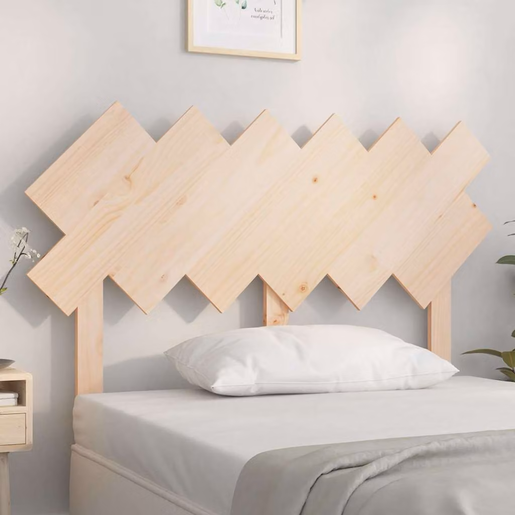 Testiera per Letto vidaXL in Legno Massello di Pino Naturale, Stile Rustico, L 122,5 cm x H 80,5 cm x P 3 cm