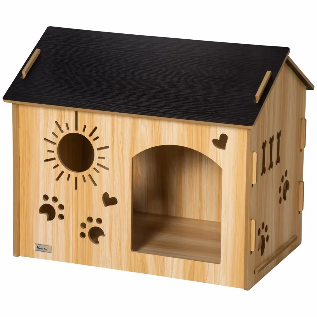 Cuccia per cani piccoli Xylo in legno di quercia marrone con intagli L: 69 cm, P: 50 cm, H: 58,5 cm – 2