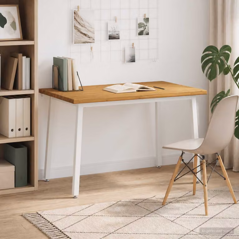 Tavolo rettangolare moderno vidaXL in legno di acacia con bordo naturale, L/P/H: 120 x 70 x 75 cm
