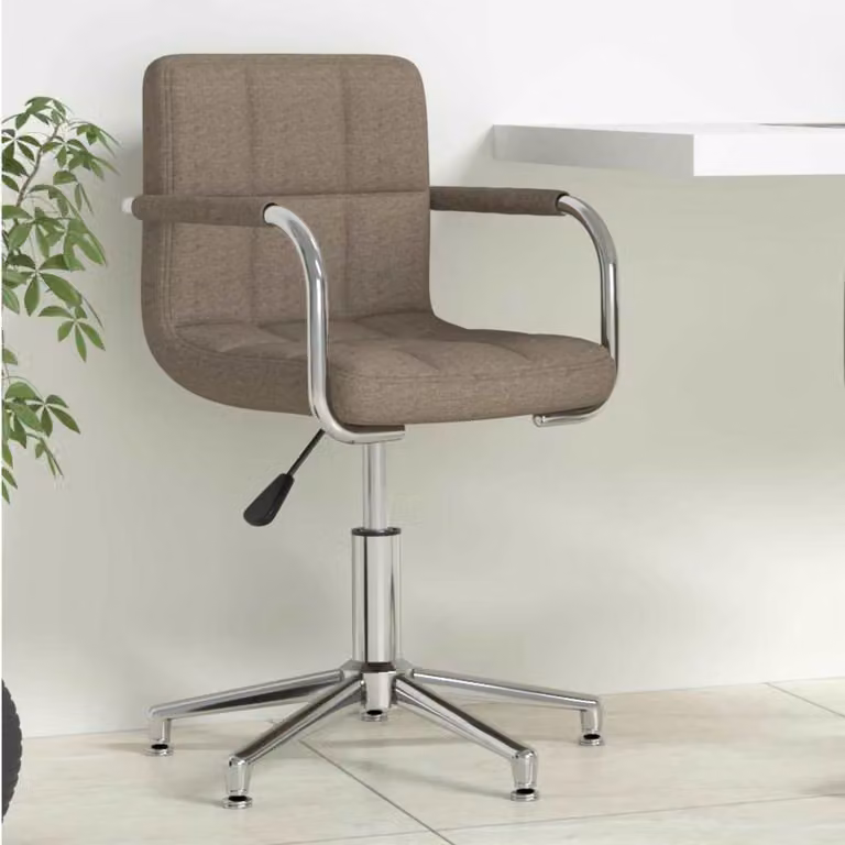 Sedia da ufficio girevole moderna vidaXL in tessuto beige e grigio con braccioli