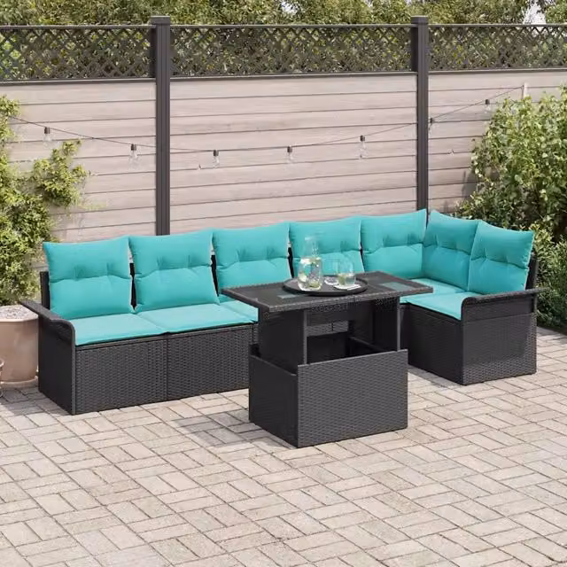 Set Divano da Giardino 7 pz Nero 3357039