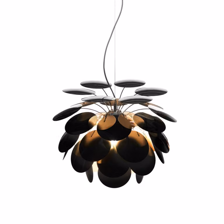 MARSET Lampada a sospensione Discocó, dimmerabile, Nero, Soggiorno / Sala da pranzo, Plastica, Design, Lampada a sospensione