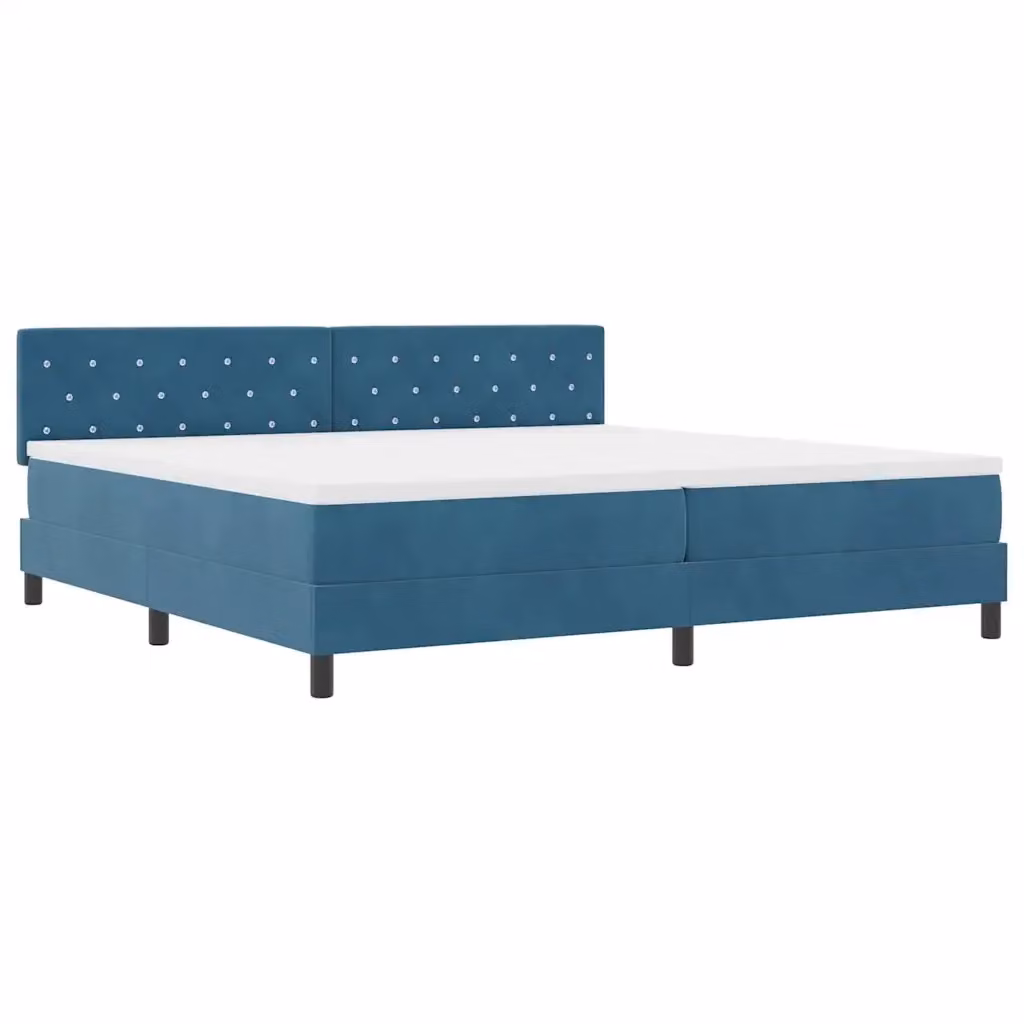 Letto a molle con illuminazione LED sottostante vidaXL in velluto blu, L/P: 200 x 200 cm – 2