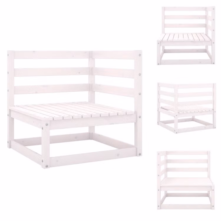 vidaXL Divano da giardino ad angolo in pino massiccio bianco - Set di mobili da giardino