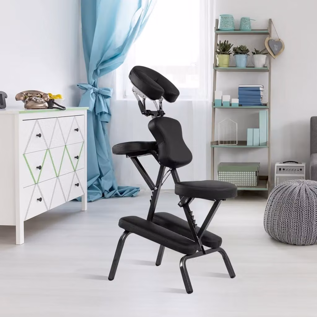Sedia da massaggio pieghevole Design Mania con poggiatesta e altezza regolabile, ideale per tatuaggi e spa, colore nero, L 46 cm x P 75 cm x H 120 cm – 2