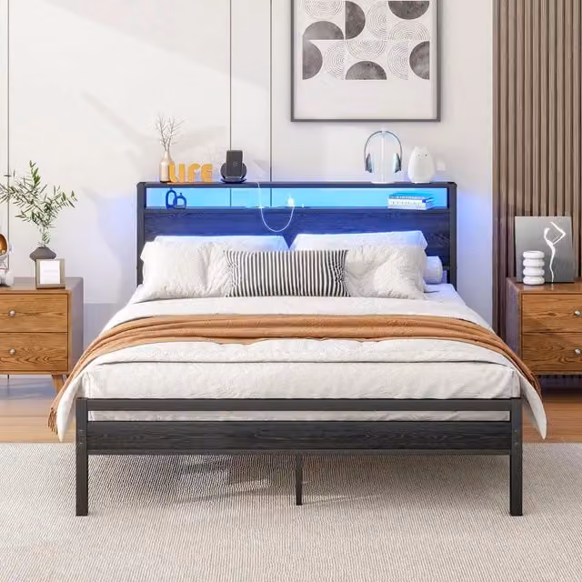 letto con contenitore in mdf e metallo nero 140 x 200 cm