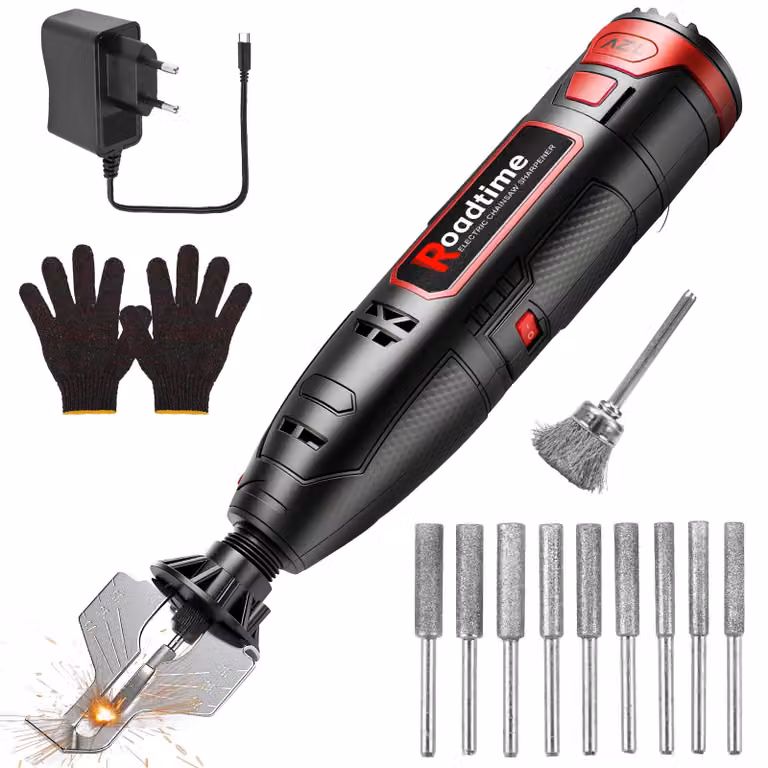 Affilatore per catene motoseghe – Wireless – 12 Volt – Batteria da 1300 mAh – Adatto per motoseghe