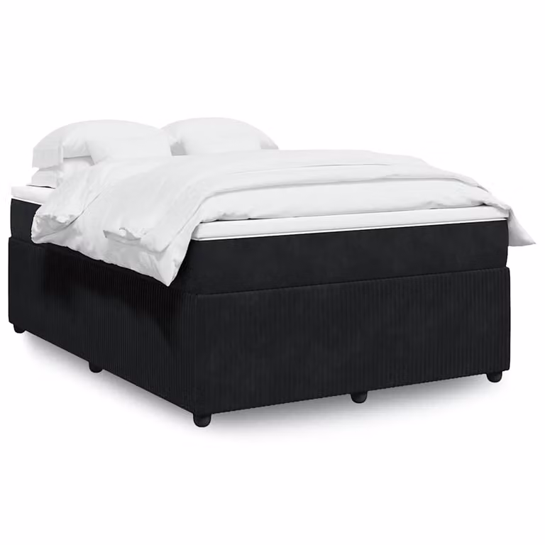 vidaXL Giroletto a Molle con Materasso in Velluto Nero L/P/H: 140 x 200 cm