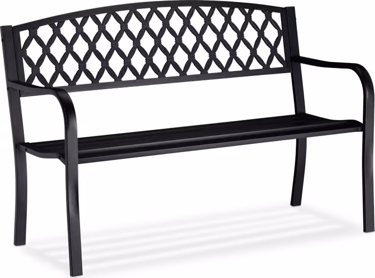 panca da giardino relaxdays 10026115_0 metallo nero 127,5 cm