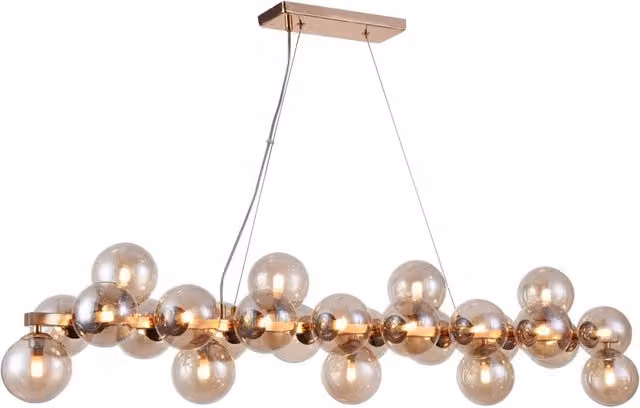 Lampada pendente moderna Dallas di GIORDANOSHOP in metallo oro e vetro ambra trasparente