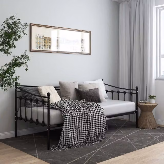 Telaio per divano letto vidaXL in metallo nero con struttura rigida L 90 cm x P 200 cm