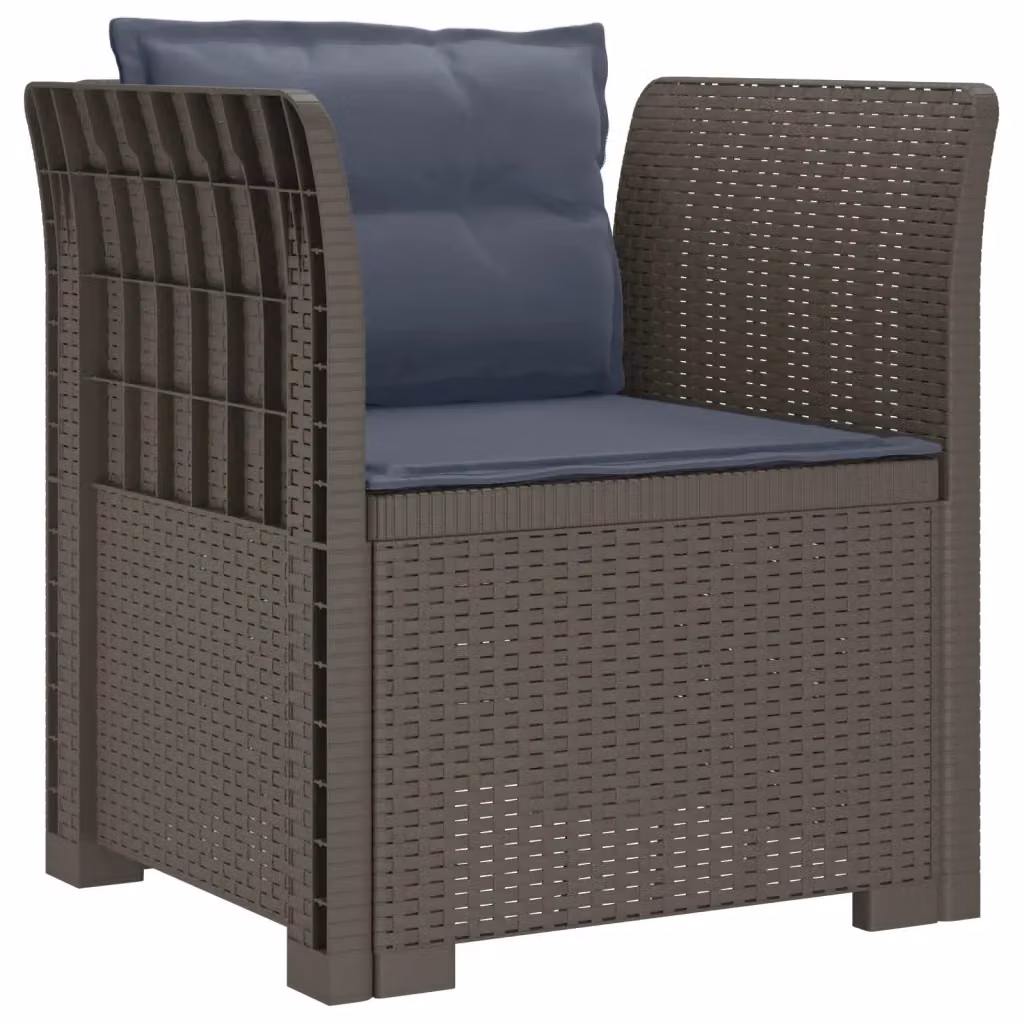 Poltrona singola moderna vidaXL in effetto rattan grigio con cuscini per giardino, balcone o terrazzo – 2