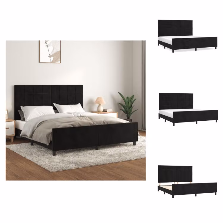 vidaXL Struttura letto con testiera nera 180x200 cm in velluto - Letti e strutture letto