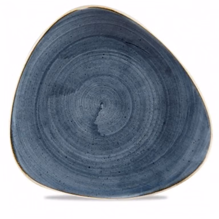 Piatto piano triangolare in porcellana mirtillo stone, diam. 31cm, 12 pezzi