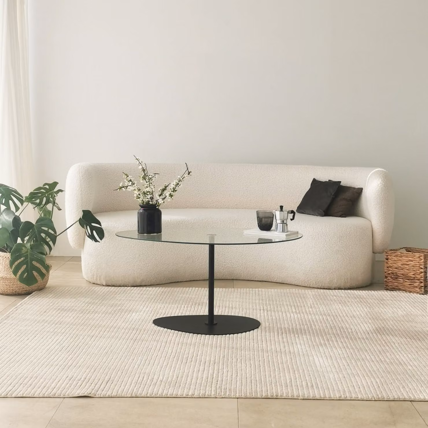 Skye Decor, Porto - Trasparente, Nero, Tavolino, 100% vetro temperato, Trasparente, 90 x 60 x 40 cm