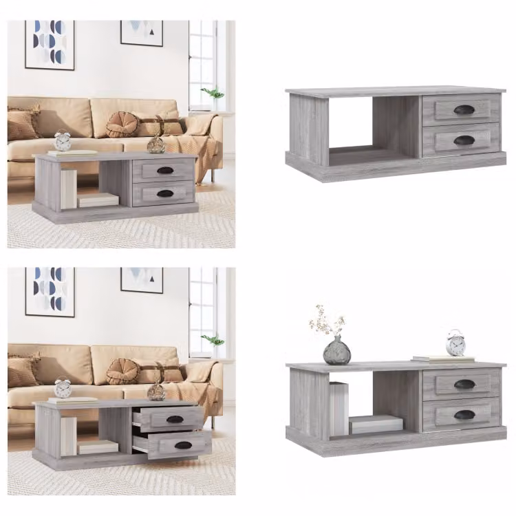 vidaXL Tavolino Grigio Sonoma 90x50x35 cm Materiale a base di legno - Tavolino - Tavoli da caffè - Tavolino - Tavolino da divano