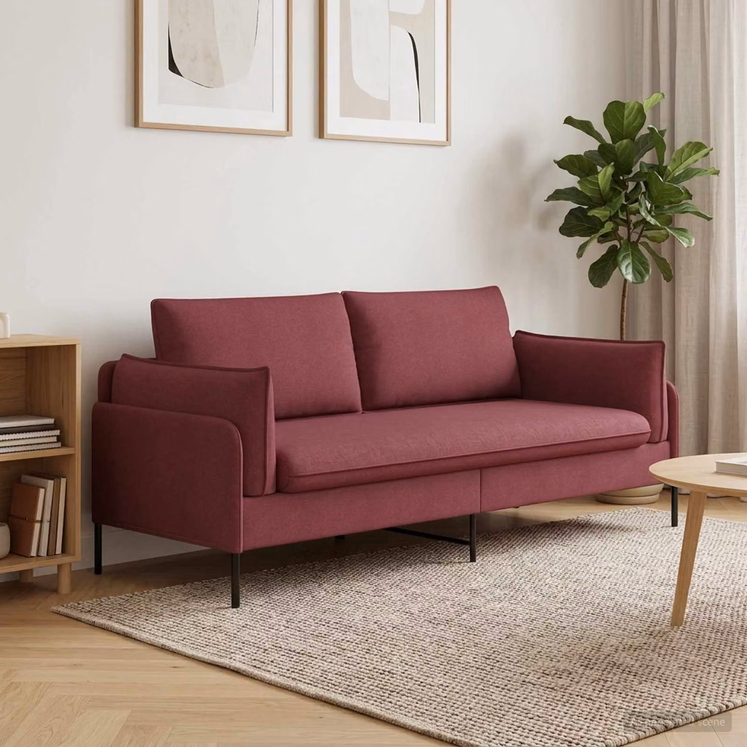 Divano a 2 posti moderno vidaXL in tessuto rosso, L: 188 cm, P: 81 cm, H: 89 cm