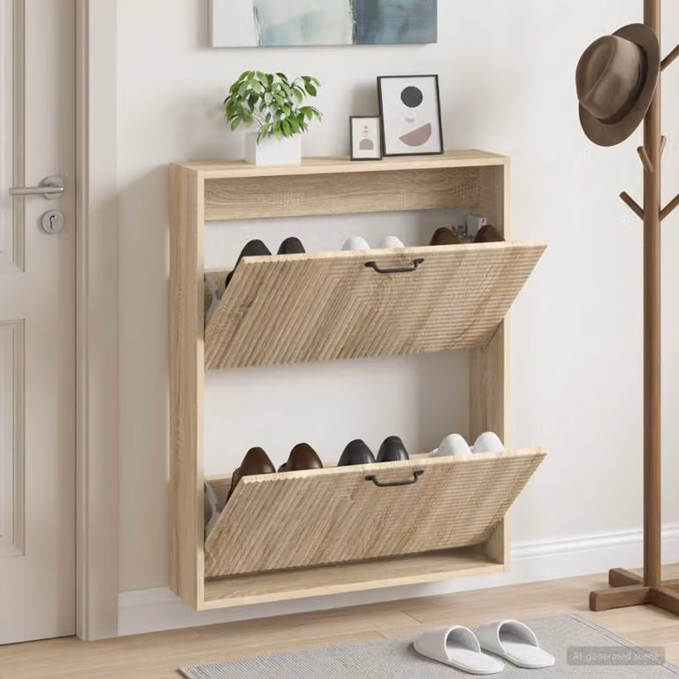 Mobiletto per scarpe da muro vidaXL HAARLEM moderno con scomparti basculanti, L: 71 cm, P: 17 cm, H: 86 cm