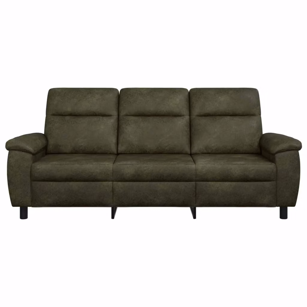 Divano moderno vidaXL in ecopelle verde militare con struttura in metallo e coperture rimovibili L: 214 cm, P: 90 cm, H: 95 cm – 2
