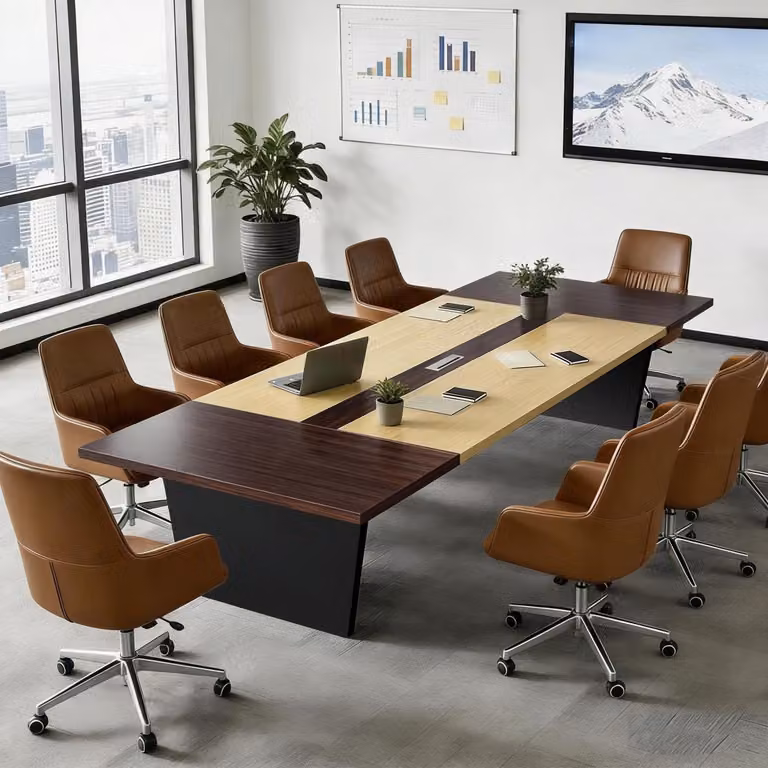 Tavolo da conferenza per ufficio, dimensioni 180x100x74 cm, colore nero e bianco, piano del tavolo spesso 2,5 cm