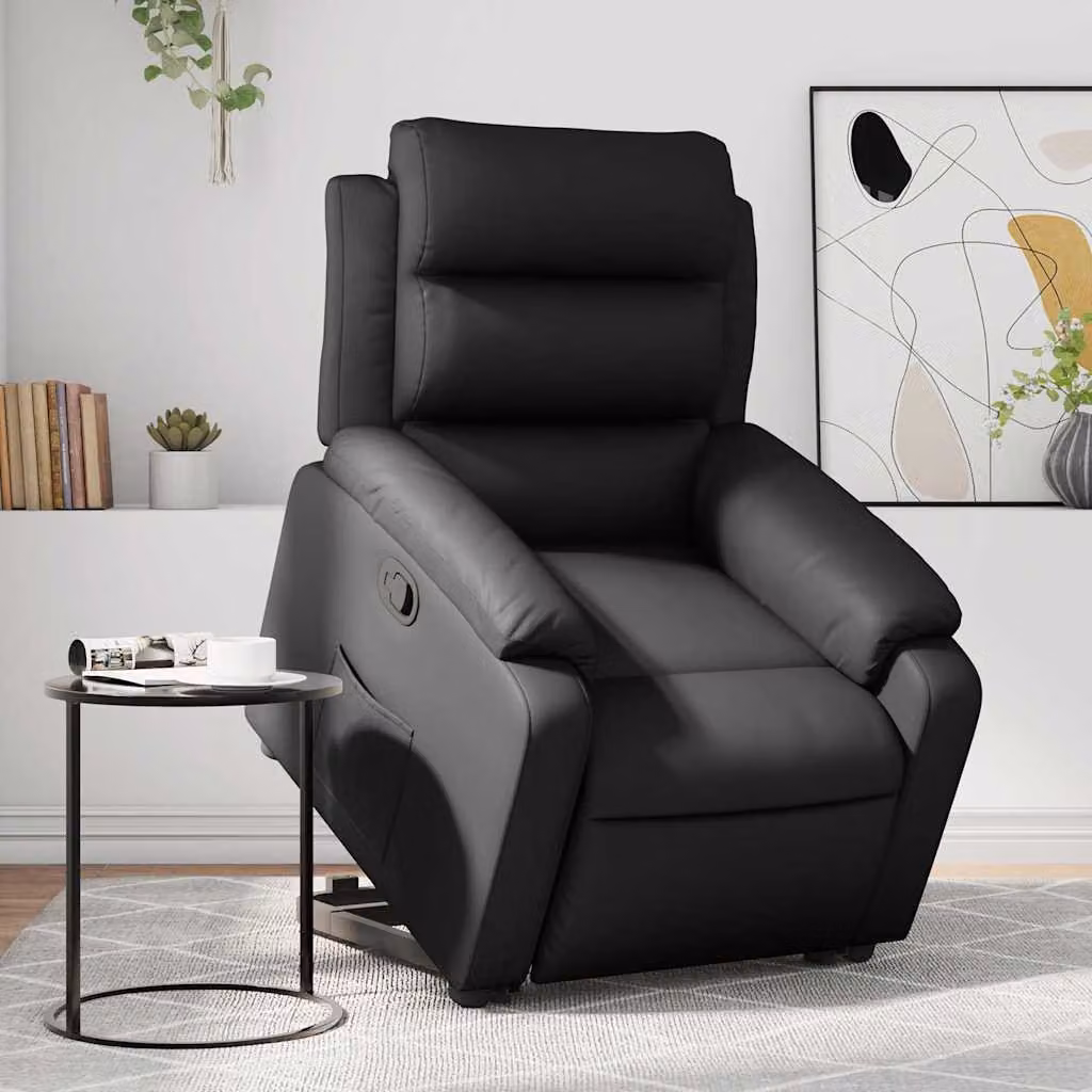 Poltrona Alzapersona Reclinabile vidaXL in Similpelle Nera con Assistenza Elettrica – 1