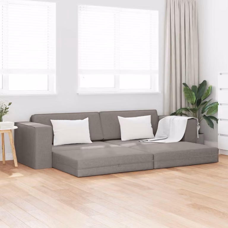 Divano letto moderno vidaXL Talpa in tessuto grigio con funzione letto e coperture rimovibili L: 245 cm, P: 78 cm, H: 77 cm