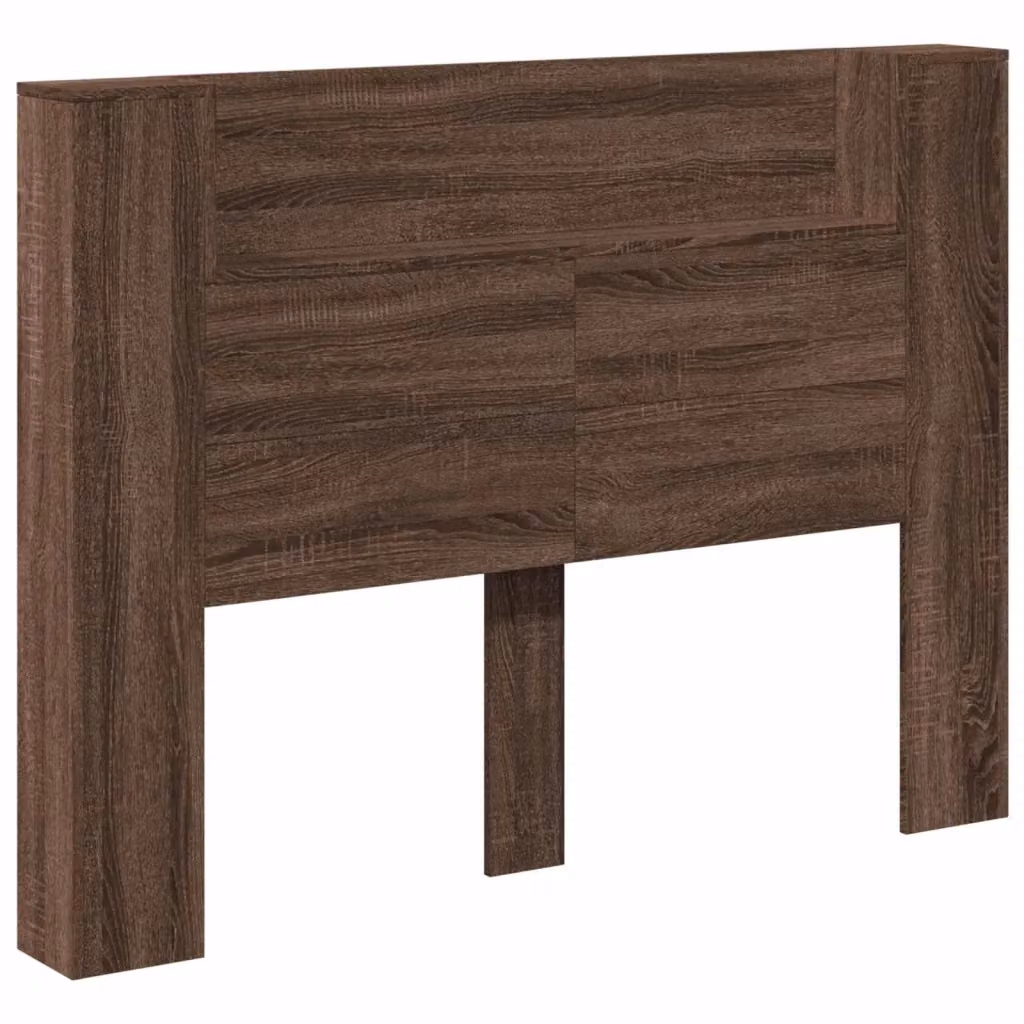 Testiera decorativa moderna vidaXL in legno rovere marrone con illuminazione integrata e mensola, L 140 x P 16,5 x H 103,5 cm – 2