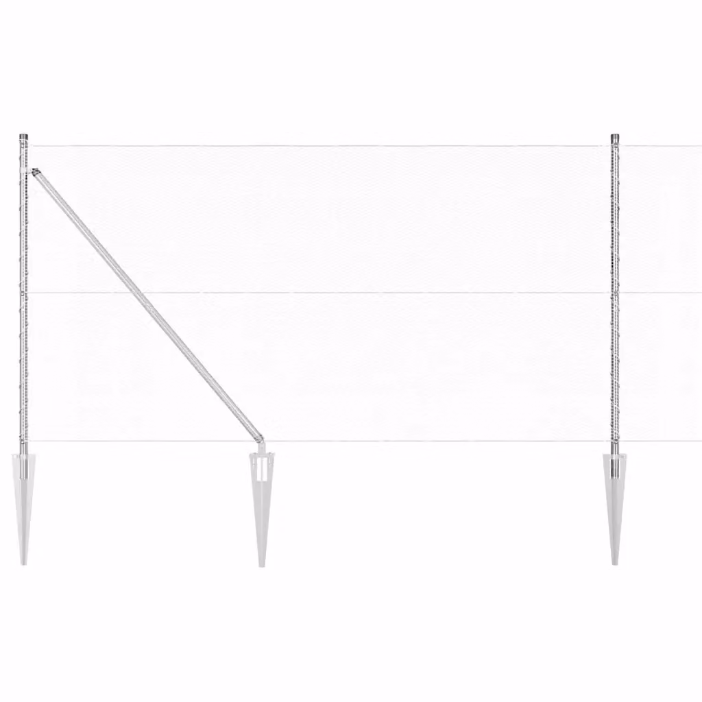 Recinzione esagonale con palo vidaXL in acciaio zincato argento, L: 50 m, H: 1,4 m – 2