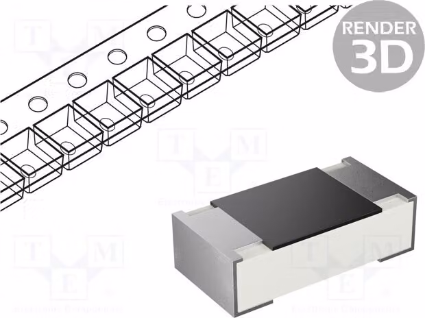 Resistenza SMD 0603, film spesso, 976Ω ±1%, 0,1W, temperatura di esercizio -55÷155°C, codice prodotto: 0603SAF9760T5E