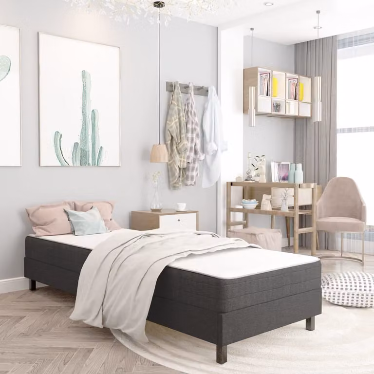 Maison Exclusive - Letto boxspring in tessuto grigio scuro 100x200 cm
