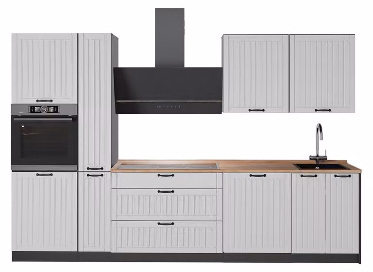 Cucina componibile Vicco Fame-Line Bianco rustico/Antracite 310 cm, PL Rovere, Model 64282