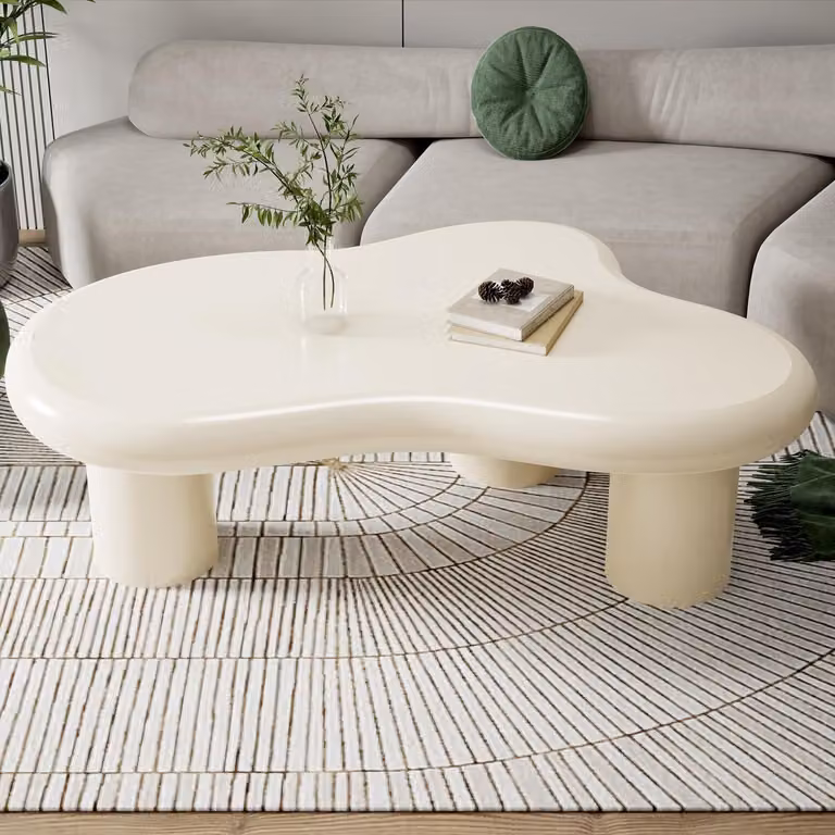 Tavolino da caffè a forma di nuvola, color beige, dimensioni 100 x 70 x 30 cm, per soggiorno